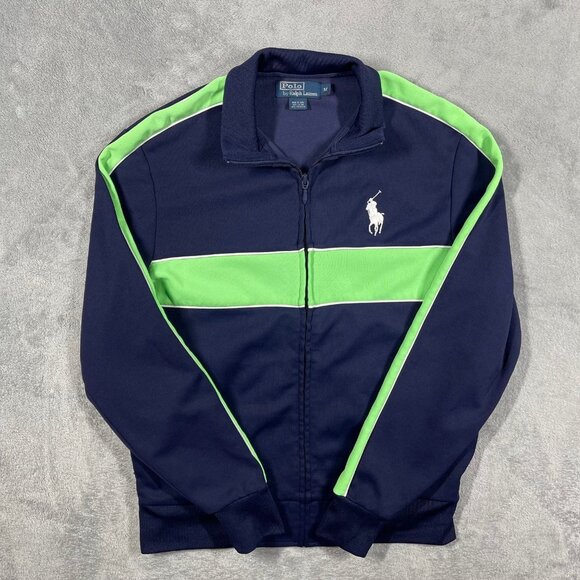 Polo Ralph Lauren Other - Polo Ralph Lauren Mens Size Medium Blue Green Colorblock Big Pony Full Zip Track